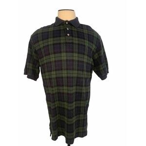 Polo Ralph Lauren Shirt Men's Large Green Blue Plaid Tartan Short Sleeve Size XL